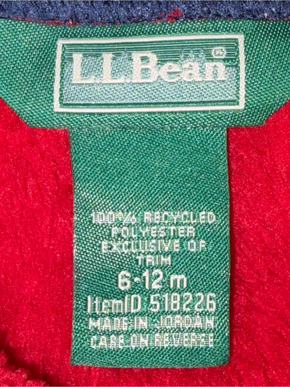 LL Bean red fleece hooded jacket w/bear ears sz 6-12 months EUC - Picture 2 of 5